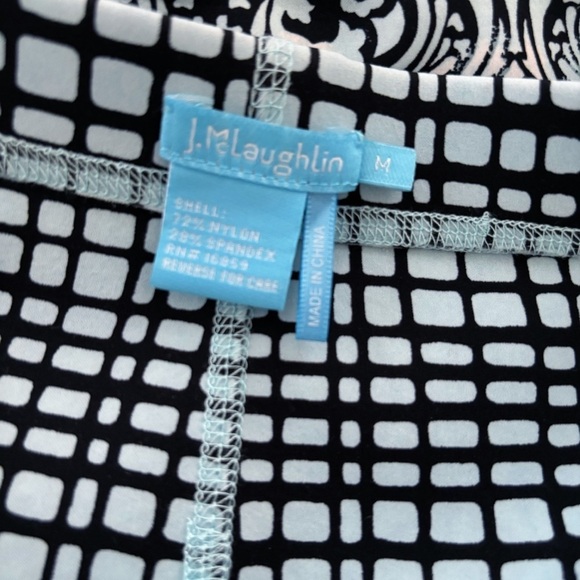 J. McLaughlin Halle Reversible Scuba Skirt Medium Floral Geometric Blue - Picture 5 of 6